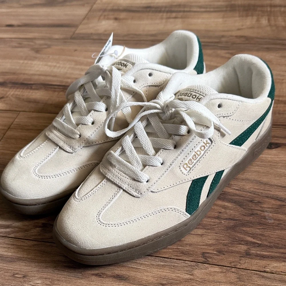 NWOT Reebok Cream and Dark Green Classic Sneakers - Picture 2 of 5